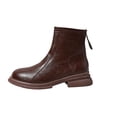 thumbnail image 2 of OKBOP Women's Combat Boots Round Toe Zip-Up Slip-Resistant Chunky Heel Brown Stylish Women's Boots Sizes 38, 2 of 5