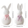 thumbnail image 3 of Easter Decor 2PCS Ceramic Rabbits with Bow Easter and Holiday Decorations Spring Tabletop Decor Home Decor Collection, 3 of 7