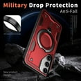 thumbnail image 3 of Case for Samsung Galaxy A06,Military Grade [Built-in Kickstand][Compatible With MagSafe] Magnetic Rotate Ring Holder Heavy Duty TPU+PC Shockproof Drop Protect Phone Case,Red, 3 of 6