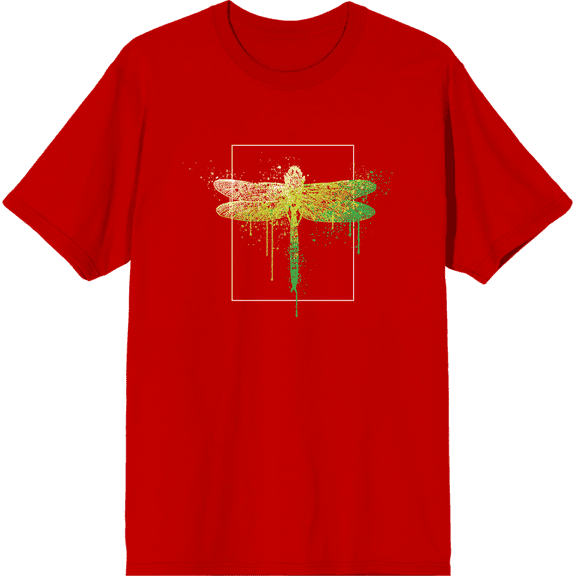 Natural World Paint Splatter Dragonfly Crew Neck Short Sleeve Adult T-shirt
-XL-Red