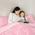 thumbnail image 4 of Manfei Cartoon Cute Ribbon Bedding Comforter Set 7pcs, Girly Pink Bowknot Queen Bedding Sets, Teens Boys Girls Kids Reversible Queen Sheet Sets, Ultra Soft Home Decor, 4 of 7