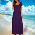 thumbnail image 6 of Lenago Women's Summer Dress Plus Size Deep V-Neck Standard-Fit Short Sleeve Casual Loose Tank Dress Party Beach Dress with Pockets Solid Maxi Party Dress, 6 of 6