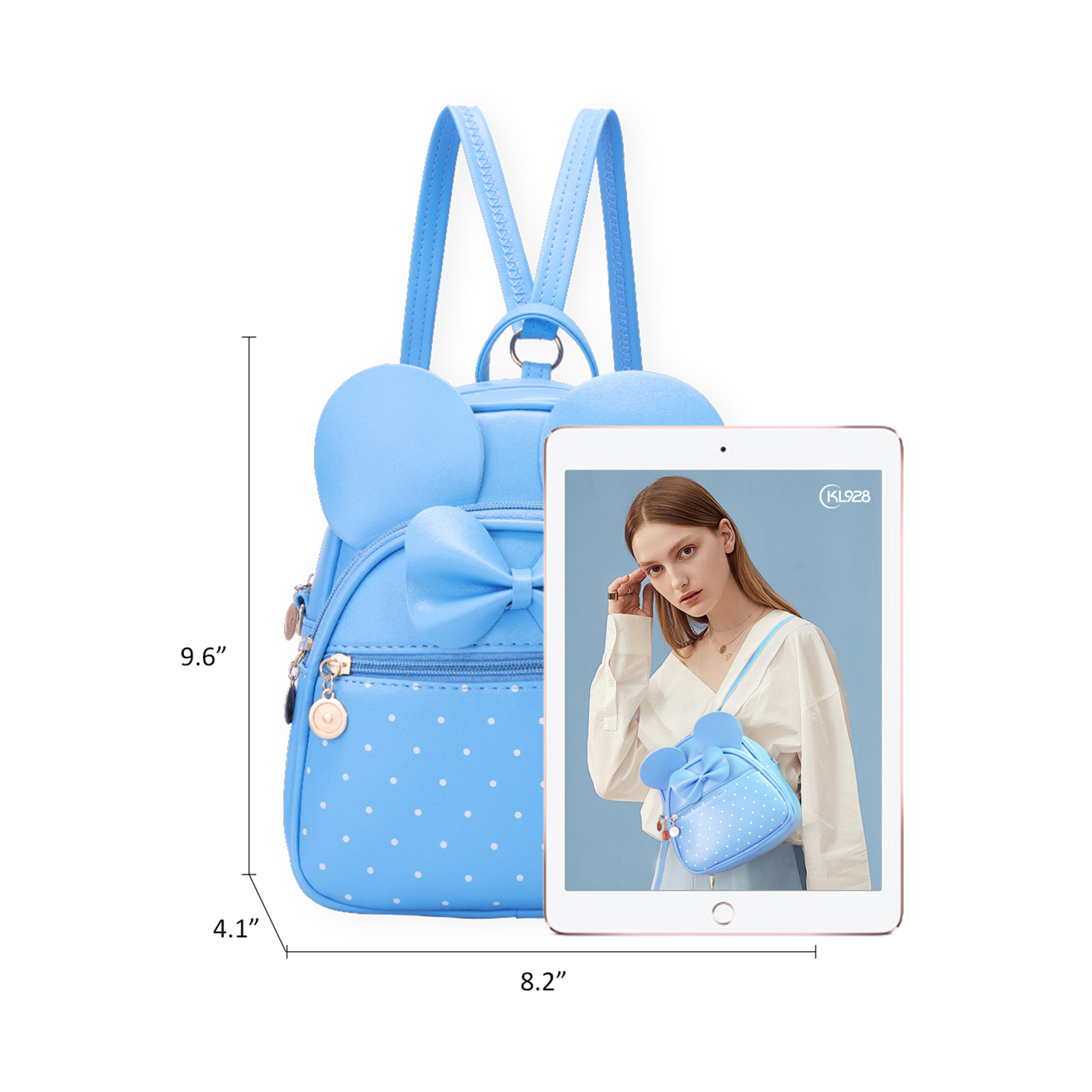 2893 Mini Backpack and Girls - Leather Backpack with Cute Bowknot Quilted KL928 Mini Quilted Backpack Purse Women Bow Knot Leather  main image 2