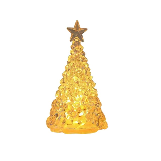 Led Christmas Tree Light Warm White Crystal Decor Battery Operated Holiday Tabletop Decor Plastic Material 2.2X2.2X4.09 Inches Home Festive Gift For Kids A