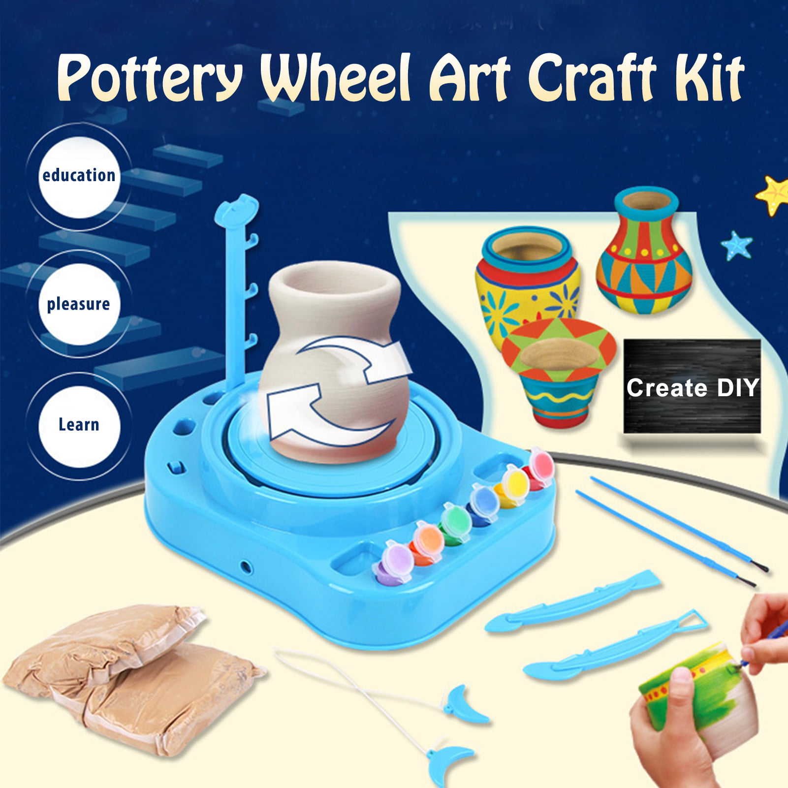Electric Pottery Wheel Art Craft Kit Arts And Crafts Kids Toys