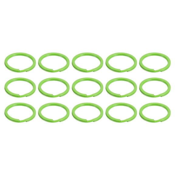 15Pcs Split Keychain Rings, 30mm Round Flat Key Holder Side Push Keyring, Green