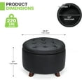 thumbnail image 3 of SSyao Round Ottoman with Storage, 24.5 Dia. x 17 H Inches PU Leather Footstool with Legs, Small Foot Rest Ottoman for Bedroom, Living Room, Decorative Home Furniture, Black, 3 of 9