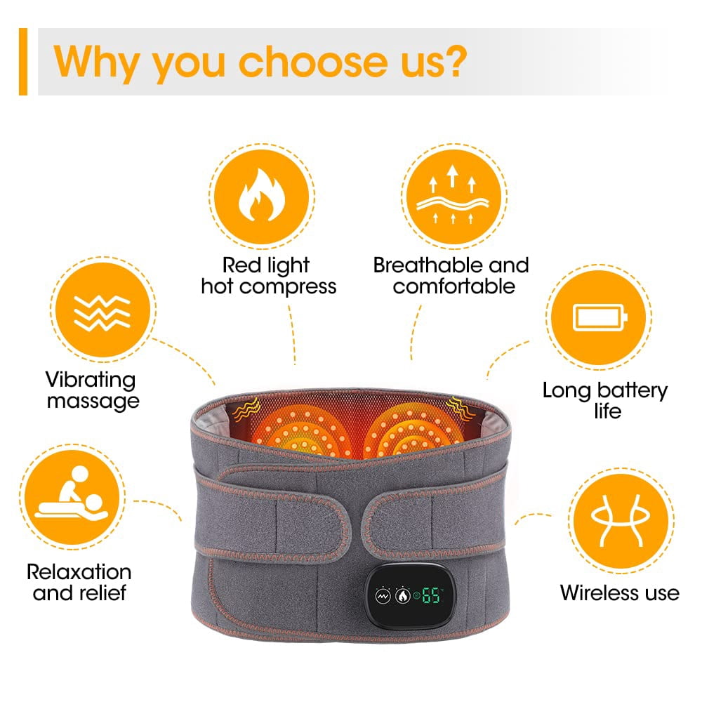 Sbomiaort Heating Pad Back Pain,Lower Back Massager with 3 Massage Modes, for Abdominal and Back Pain Relief