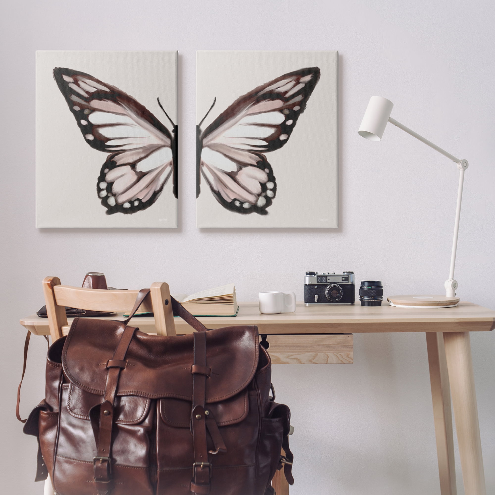 Stupell Muted Symmetrical Butterfly Wings Animals & Insects Painting Gallery Wrapped Canvas Print Wall Art, Set of 2