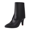 thumbnail image 1 of NECHOLOGY Botas Mujer Adulto Femenino Zapatos Botines para mujer Moda mujer tobillo bajo ribete punta redonda tobillo botas de cuero zapatos casuales y de mujer ocio (Black, 8.5), 1 of 7