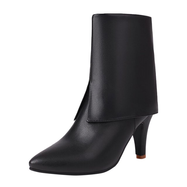 NECHOLOGY Botas Mujer Adulto Femenino Zapatos Botines para mujer Moda mujer tobillo bajo ribete punta redonda tobillo botas de cuero zapatos casuales y de mujer ocio (Black, 8.5)