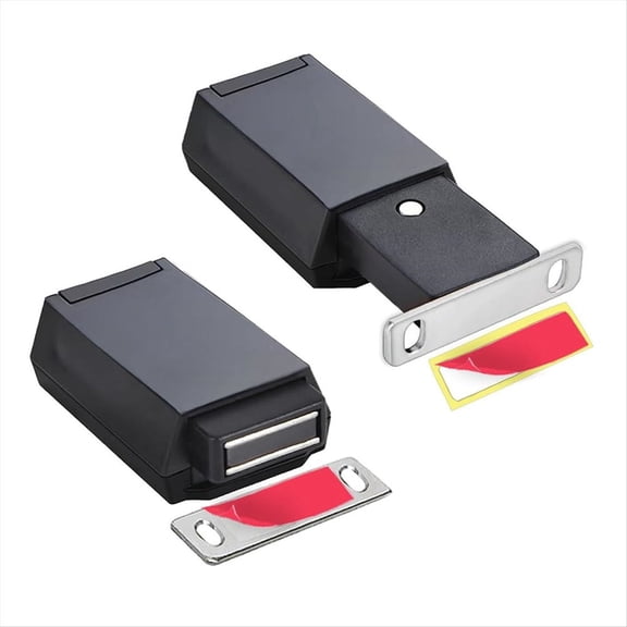 2 Pack Heavy Duty Push Latch & Lock for Hidden Door Touch Latches and Catch Magnet Release Drawer Pull Tip, Black