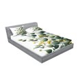 thumbnail image 2 of Ambesonne Eucalyptus Leaves Fitted Sheet & Pillow Sham Set, Round Leaf Branch, Queen, Mustard and Peacock Green, 2 of 2
