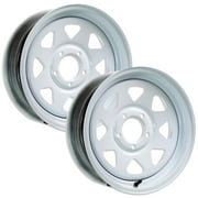 2-Pack eCustomrim Trailer Wheel Rim 15X5 5-4.5 White Spoke 5 Lug 4.5 Inch Center