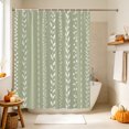 thumbnail image 5 of Modern Minimalist Shower Curtain Set - Small 36" x 72" Washable Bathtub Curtain with 12 Hooks, Farmhouse Leaf Stripes Sage Green Waterproof Fabric Stall Shower Curtains for Bathroom/Bathtub Décor, 5 of 8