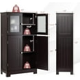 thumbnail image 3 of Killeryuki Bathroom Floor Cabinet, Freestanding Storage Cabinet w/Glass Doors, Wood Kitchen Cupboard w/Adjustable Shelf, Bathroom Storage Cabinet for Hallway Living Room Office (Cabinets, Brown), 3 of 9