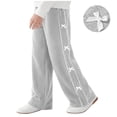 thumbnail image 6 of ITSAME Girls Casual Pants, Wide Leg Cute Bow Elastic Waist Kids Fashion Casual Loose Pants Gray 7-8T, 6 of 8