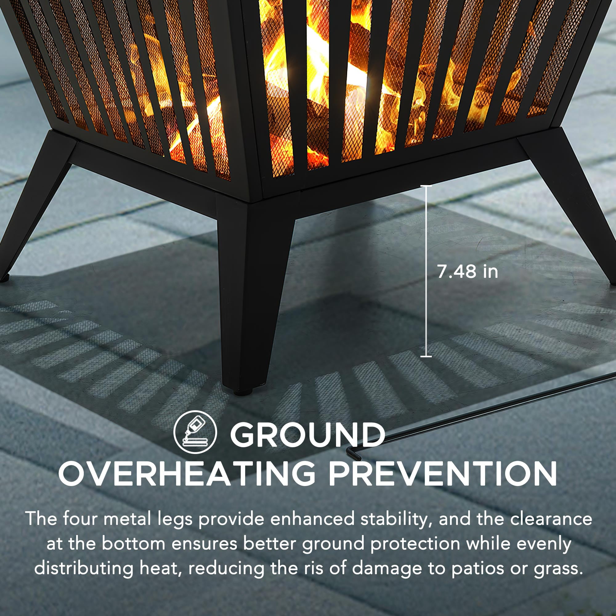 Sunjoy Firepit 28 Inch Wood Burning Fire Pit, Outdoor Black Steel Firepit with Fire Poker and Mesh cover