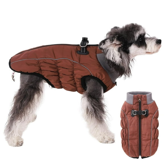 Norbi Dog Coat with Harness, Dog Winter Coat Reflective, Cozy Dog Coats for Small Dogs Solid Dog Jacket Dog Cold Weather Coats