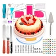 thumbnail image 1 of Cake Turntable, 124 Pastry Kit Include Cake Turntables, Bags and Nozzles, Cake Cutter, Pastry Syringe, Brush, Icing Spatula for Kitchen Cake Decorating, 1 of 10