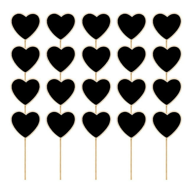 Chalkboard Toppers Heart Shaped For Price Tag 18.2*7.6cm 20Set Black Wooden