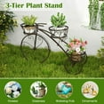 thumbnail image 3 of Spaco Tricycle Plant Stand Flower Pot Cart Holder, Garden Decor Plant Stand with 3 Hollowed Baskets for Patio, Garden, Backyard, Brown, 3 of 11