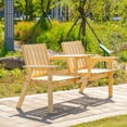 thumbnail image 2 of Outsunny Natural Firwood Outdoor Garden Bench with Middle Tea Table and Umbrella Hole, 60" Double Seat Slatted Patio Bench for Porch, Poolside, Balcony and Backyard, 2 of 8