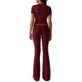 thumbnail image 5 of Solid Color Slim Fit Short Sleeve Trousers Suit Wine Red XXS, 5 of 7