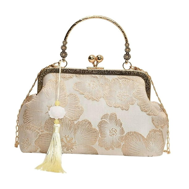 Kiss Lock Bolso bandolera portátil elegante bolso de mano para fiesta bolso de noche