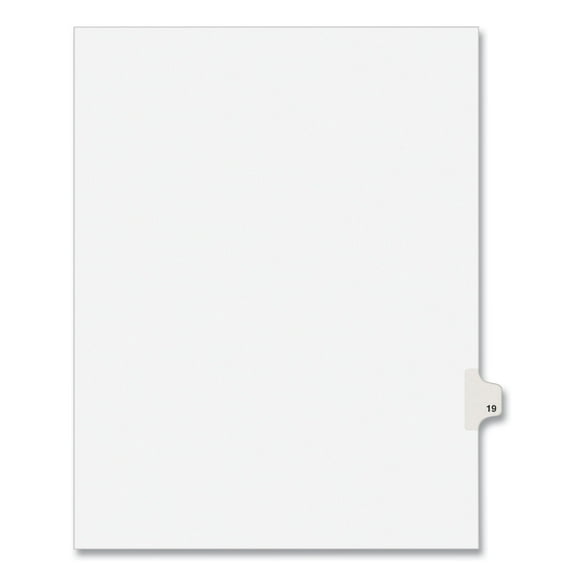Preprinted Legal Exhibit Side Tab Index Dividers, Avery Style, 10-Tab, 19, 11 X 8.5, White, 25/pack, (1019)
