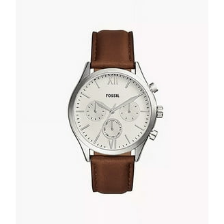 Fossil Men's Watch, Beige Dial, Stainless Steel Case, Leather