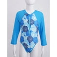thumbnail image 3 of TSSOE Kids Girls One Piece Swimsuit Sun Protection Long Sleeve Surfing Rashguard Swimwear Blue Flower 10, 3 of 7