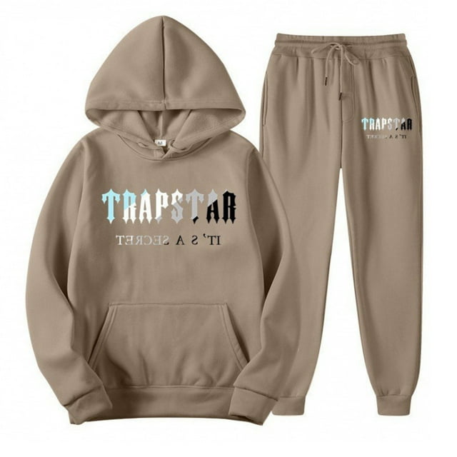 Chándal deportivo con capucha para mujer, ropa unisex de dos piezas para correr, jersey de manga larga, sudadera con capucha + conjunto de pantalones de chándal Camello