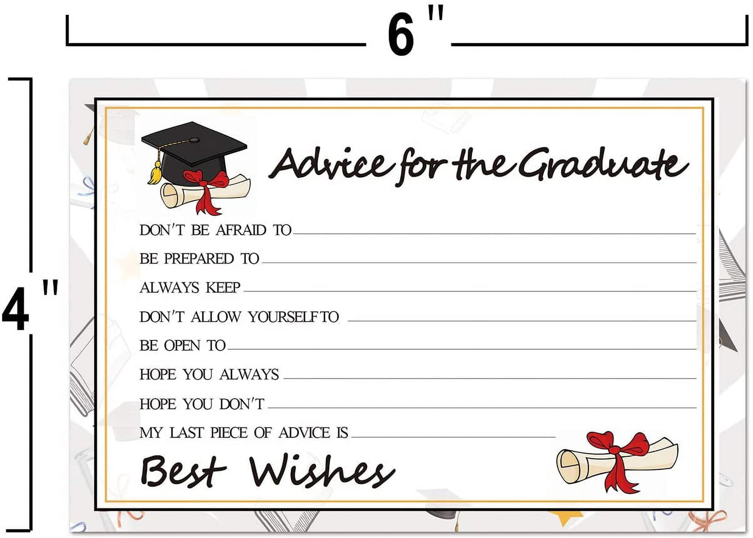 Graduation Wish Cards - 50PCs High School or College Advice Supplies 2026 Decorations Grad Celebration Party for School/College/Senior