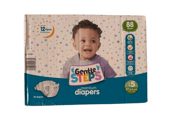 Gentle Steps Premium Baby Diapers Size 5, 27 lb & Over, 88 Count, Leak Protection, Soft Fit