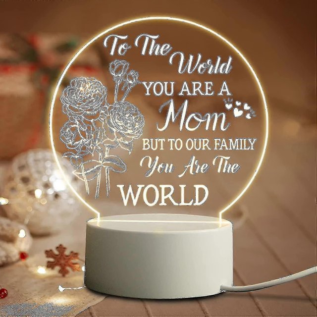 Mom Gifts Night Light From Daughter Son - Mom Gifts For Valentine's Day, Birthday, Mother's Day, Thanksgiving - Acrylic Night Light Usb Power Supply
