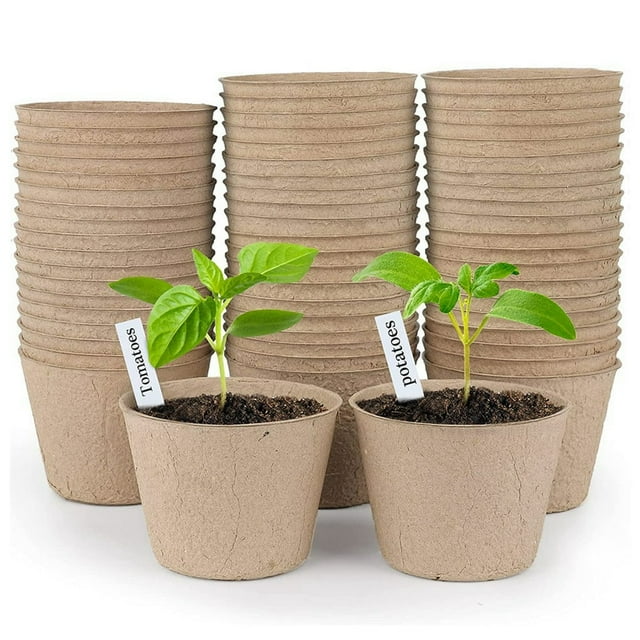 Peat Pots 60 Pcs 3 Inch Seed Starting Pots Nursery Pot Biodegradable Plants Pots with Bonus 20 Plant Labels