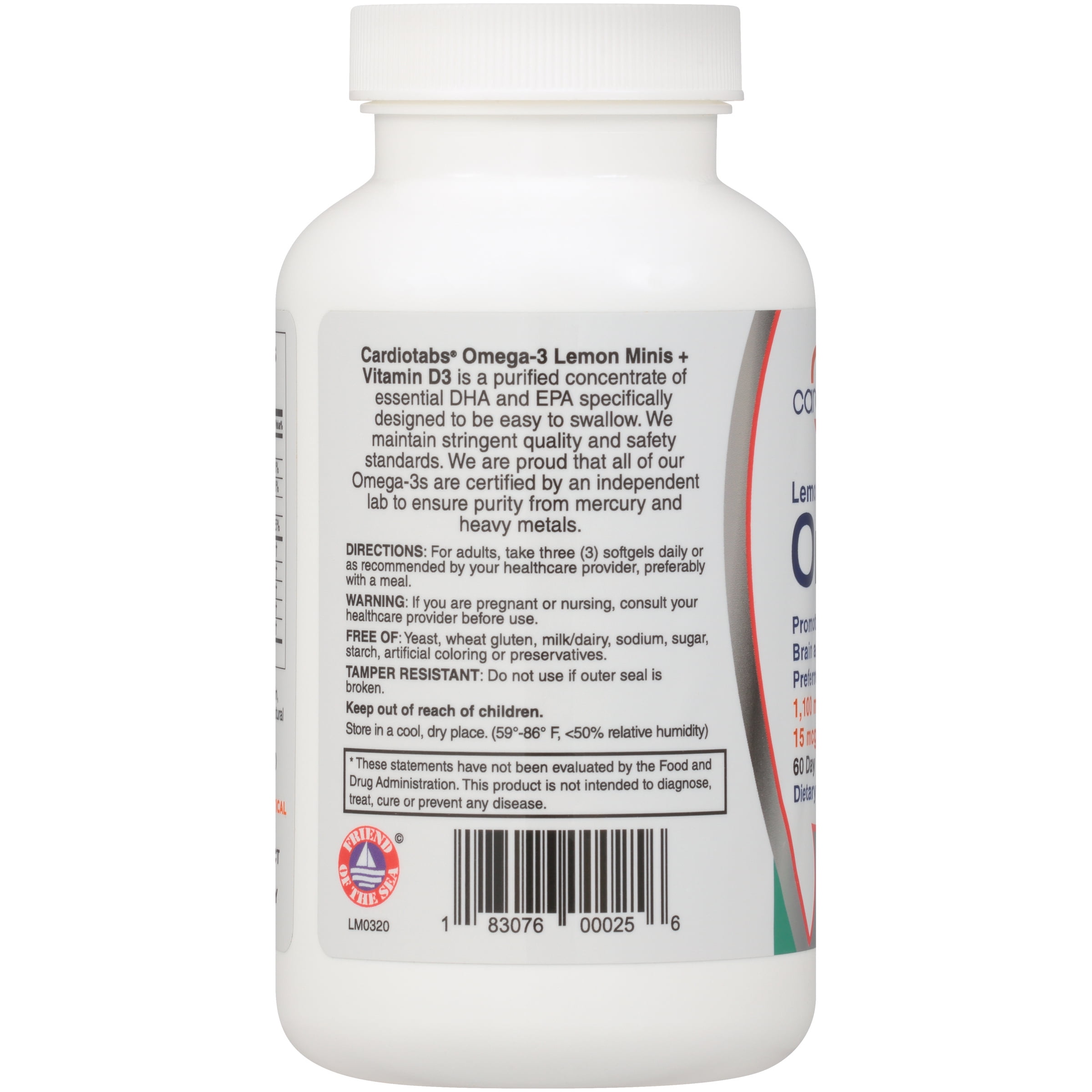 Cardiotabs Omega-3 Lemon Minis Dietary Supplement Softgels 180 ct Bottle