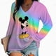 thumbnail image 1 of Spring Autumn Elegant Shirt Women Sexy Long Sleeve V Neck Disney Mickey Mouse Floral Print T Shirt Casual Loose PulloverXL Gao Jinjia LED, 1 of 2
