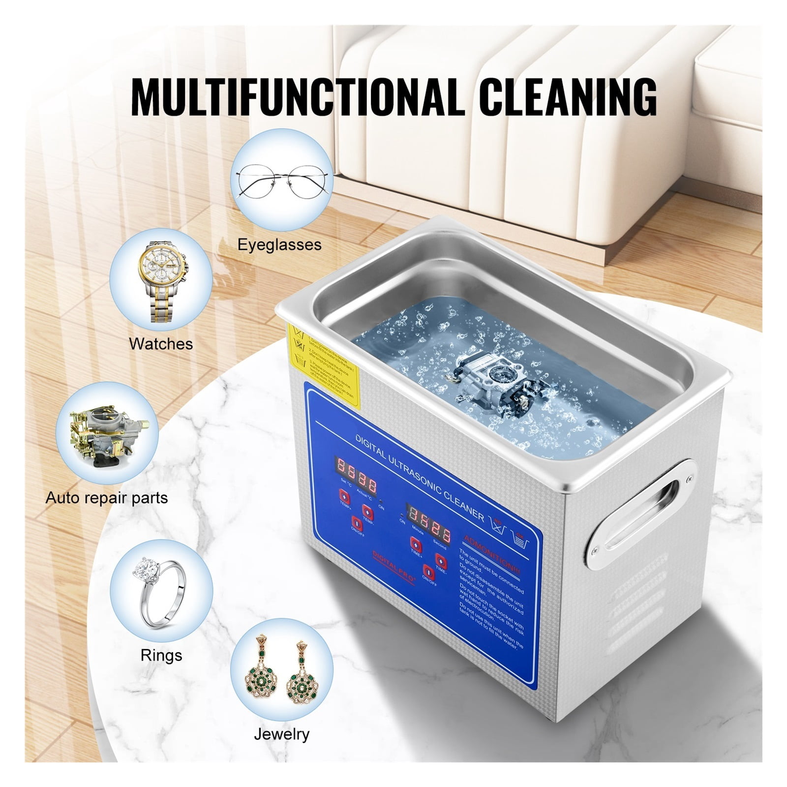 3L Ultrasonic Cleaner Machine Stainless Steel Ultrasonic Cleaning Machine Digital Heater Timer Jewelry Cleaning for Home