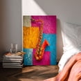 thumbnail image 3 of Vintage Pop Art Saxophone Canvas Wall Art for Living Room Music Room Ready to Hang, 3 of 5