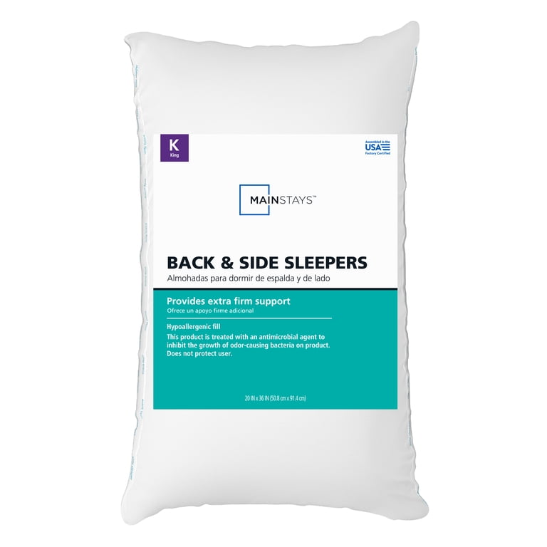 2 pack) Mainstays Back & Side Sleeper Bed Pillow, King - Extra