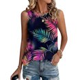 thumbnail image 2 of Ankishi Hawaiian Tank Tops for Women Leaf Floral Sleeveless Crewneck Summer Vest Loose Fit Fashion Clothes for Travel, 2 of 6