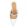 thumbnail image 3 of FSJ Women Pearls Strap Pointed Toe Mules Slip on Butterfly High Chunky Heeled Sandals Prom Dressy Backless Pumps Size 12 White, 3 of 4