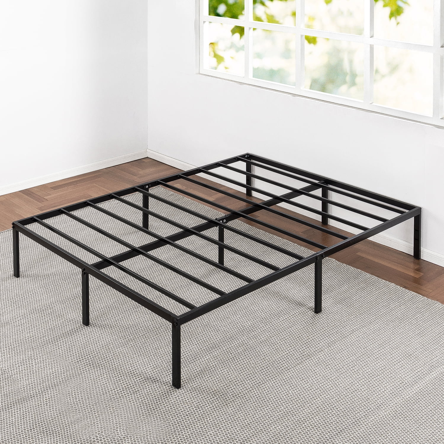 14-Inch High Profile Foldable Steel Bed Frame Platform Foundation Twin Black 