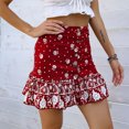 thumbnail image 5 of Aayomet Mini Skirts for Women Skirt Red Printed A Line Mini Skirt With Ruffle Hem (Red, S), 5 of 5