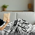 thumbnail image 3 of Black and White Soft Flannel Fleece Blanket, Everything Starts with a Dream Words Monochrome Stars Leaves and Curls, Cozy Plush for Indoor and Outdoor Use, 60" x 80", Black and White, by Ambesonne, 3 of 5