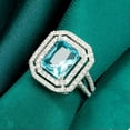thumbnail image 5 of Aquamarine Blue Princess Cut Band Gift Women's 925 Silver Wedding Ring Size 6-10, 5 of 5