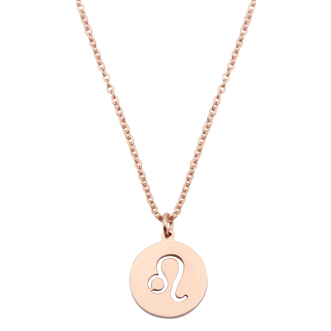 Zodiac Pendant Necklace Rose Gold Disc 
