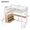 thumbnail image 2 of Harper & Bright Designs Twin Size Metal Loft Bed with Desk and Shelves, High Twin Loft Bed Frame with Drawers LED Light and USB Charging Station, Oak Natural Wood + Antique White, 2 of 12